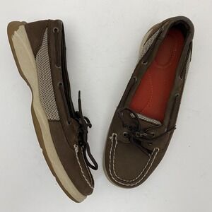 Sperry TopSider 2 Eye Brown Leather Slip On Boat Shoes Womens Size 7.5M
